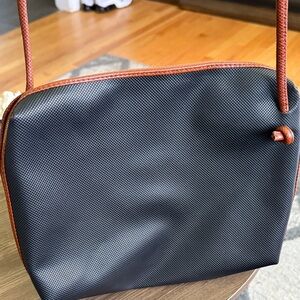 Vintage Bottega Veneta Black and Brown Leather Clutch and small mirror ex strap